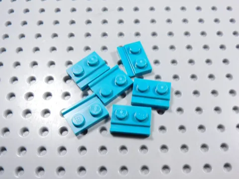 LEGO Lot of 6 Bright Bluish Green 1x2 Modified Plates w/ Door Rail BM