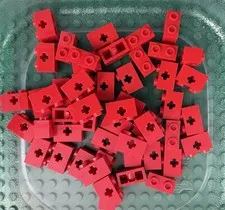 LEGO 50-piece Red Technic, Brick 1 x 2 with Axle Hole FREEE SHIPPING
