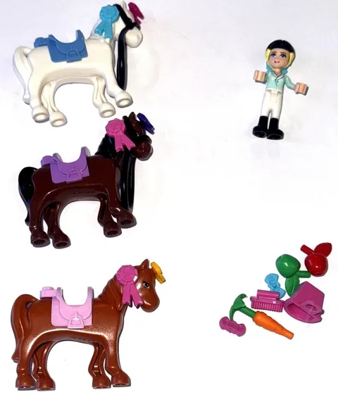 Lego Friends Horse Lot Mini Fig Bridle Saddle Carrot Bow Ribbons