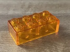 LEGO 3001 Trans-Orange 2x4 Brick UNRELEASED Q-part