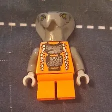 LEGO Minifigure Gray Snake Head with Orange Legs Plastic Figure Old Rare