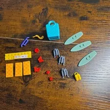 LEGO & Mixed Toy Accessories Lot Surfboards Jetpacks Shopkins Shopping Bag