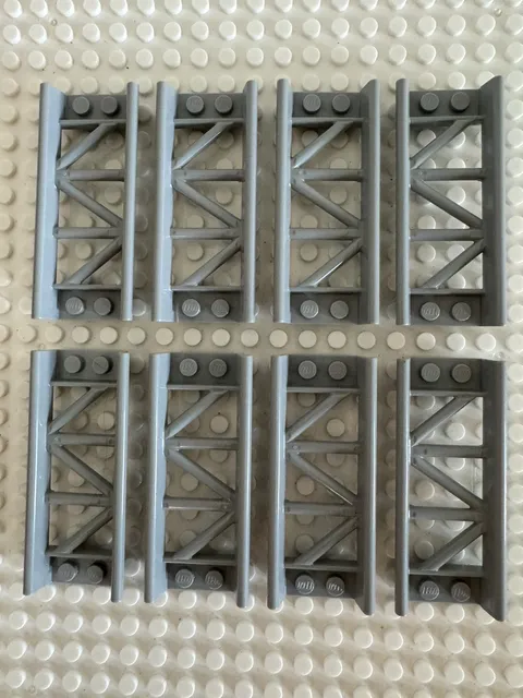 (8) LEGO Rollercoaster Rail Train Track Lot-Grey- Straight 8L