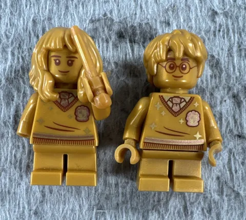 Lego Mini Figure Harry Potter Hermione & Harry Pearl Gold 20th Anniversary