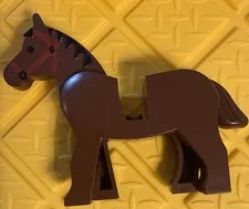 LEGO Brown Horse Castle Moveable Head Red Black Brown Preowned