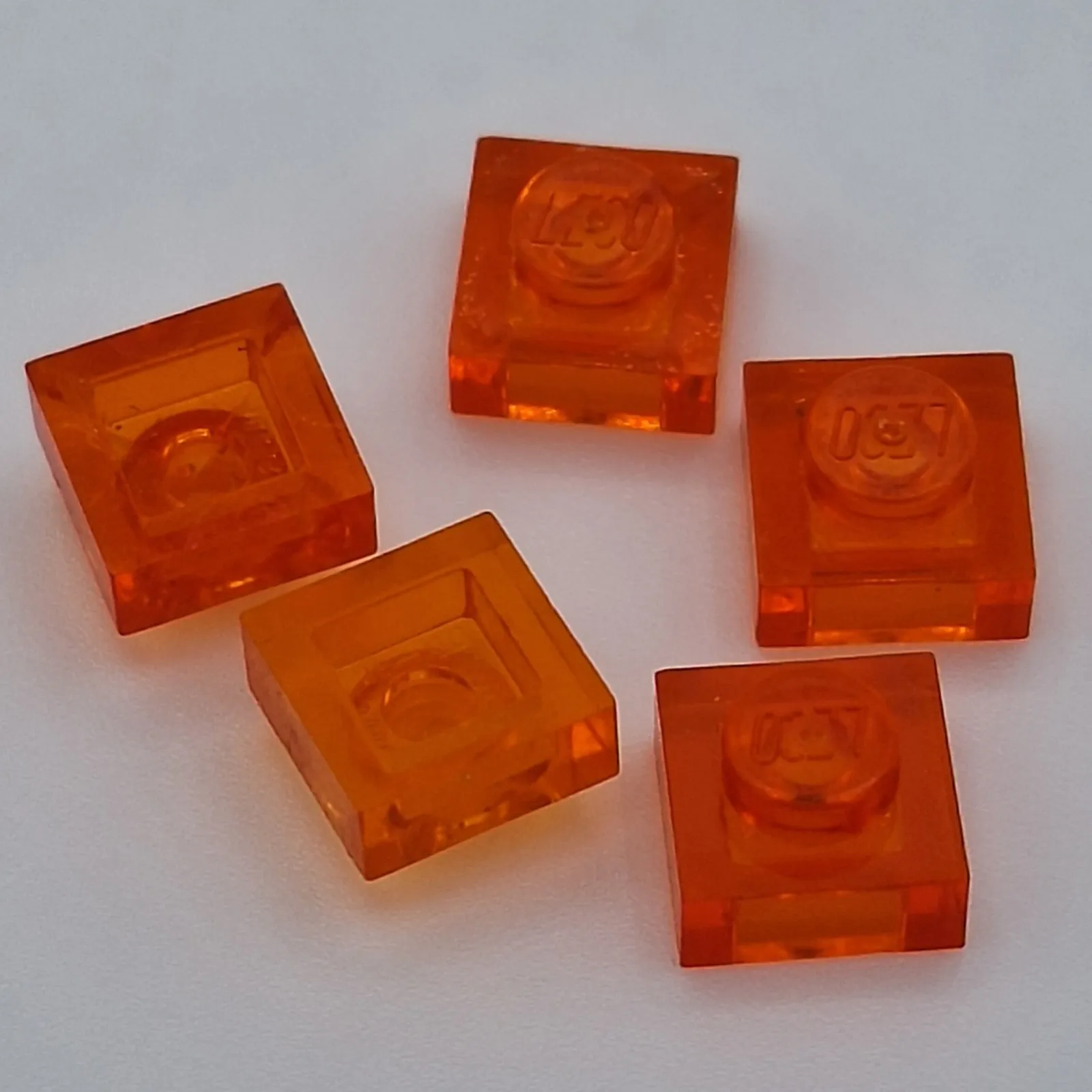 Lego - 5 Basic Trans Orange 1 x 1 Stud Plates 3024