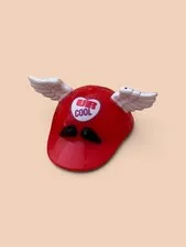 M&M's Mini Character Hat Easter Spinning Bunny Ears Valentine's Day Vtg 90s red
