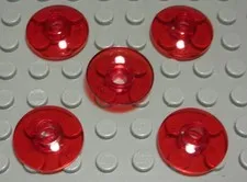 Lego Lid Parabolic Round 2x2 Transparent Red 5 Pieces
