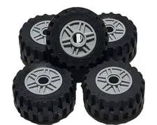 Lego lot Of 5 Lego Wheels 55982 67125 and Tires 92402 Tire 30.4X14 Offset Tread