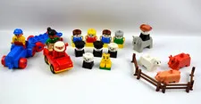 Vintage Lego Duplo 4 Animals 13 Figures Train Car Some are 1977  &  1979