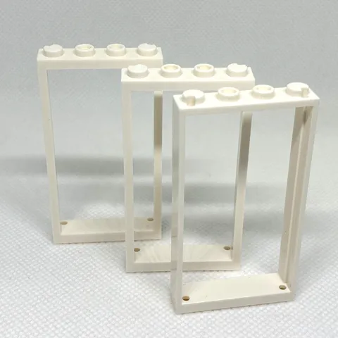 LEGO Parts White Door, Frame 1 x 4 x 6 w/ 2 Holes Top/Bottom 60596/40289 X 3