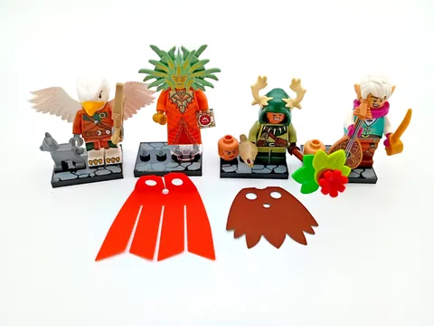LEGO Dungeon & Dragons Minifigure 71047, Aarakocra Ranger, Elf bard, Druid, Lady
