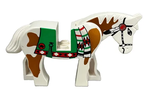 VTG LEGO White Horse Green Blanket Red Hand Western 1997-2002 (#4493c01px3) EUC