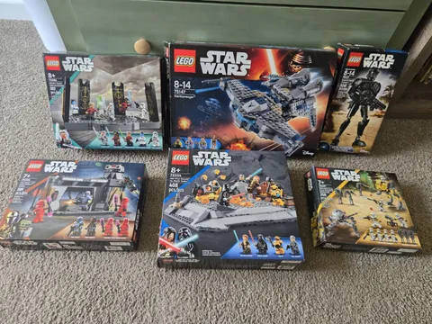 Lot Of 6 EMPTY Star Wars Lego Boxes 75334, 75147, 75385, 75386, 75121, 75431