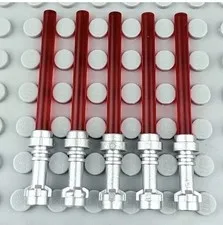 LEGO Star Wars Minifigure Lightsabers Lot of 5 Red w/ Silver Hilt Weapons Sith