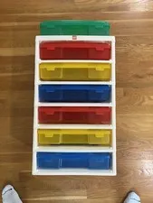 LEGO Storage Drawer Tower White Frame 6 Stackable Plastic Drawers Multicolor