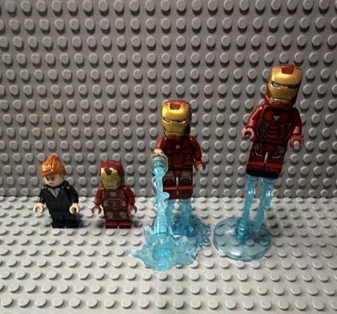 LEGO Iron Man Minifigure Lot w/ Blue Blast Jet Effect Pieces & Pepper Pots
