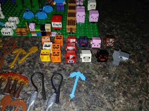 Lego Minecraft Minifigure Lot and Accessories And Extras