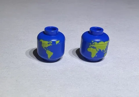 Lego Lot Of 2 Head Blue Green World Earth Globe Map New No 4845