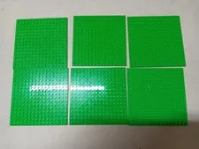LEGO LOT OF 6 BRIGHT GREEN BASE PLATES 16X16 STUD #91405 5" X 5"