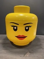 Lego head storage container 4032 11” High Used With Scratches Lipstick Eyelashes
