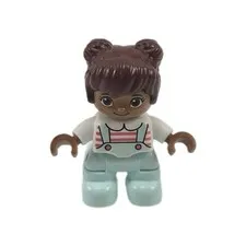LEGO DUPLO Girl Child Figure Green Overalls House School Playground Toy