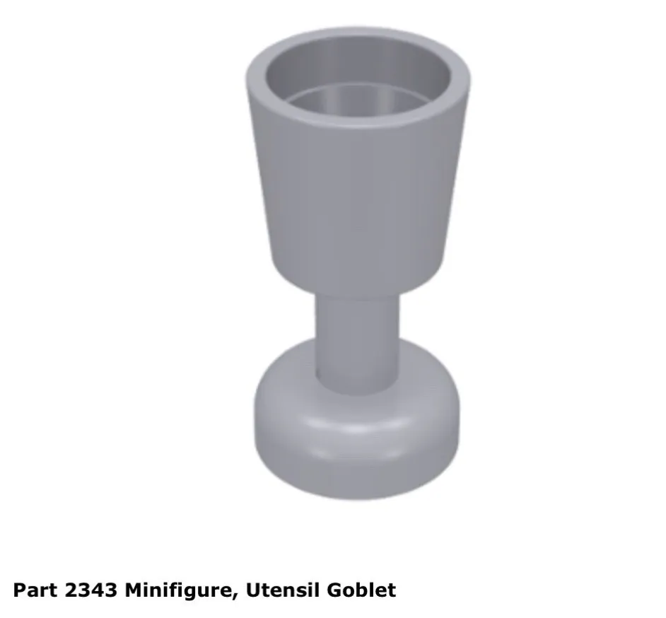 Lego 1x 2343 Light Bluish Gray Minifigure, Utensil Goblet