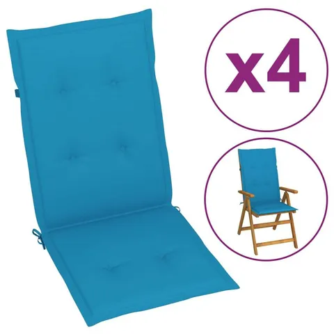 NNEVL Garden Chair Cushions 4 pcs Blue 120x50x3 cm
