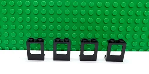 Lego 4 Black 1x2x2 Window Frame Plane Train no lens NEW