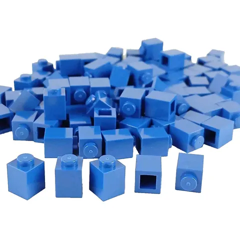 100 Pieces LEGO® Basic Brick 1x1 BLUE Solid Stud Open Bottom MOC Lot