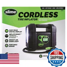 Slime 40080 Cordless Tire Inflator Rugged Portable Air Compressor Pump Auto