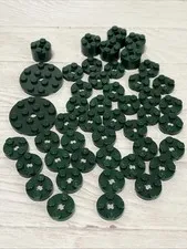 LEGO DARK GREEN LOT 46 PCS 4X4 2X2 ROUND PLATE BRICK VARIETY BUILDING PIECES