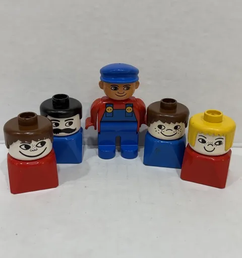 Lot Of 5 Vintage Lego Duplo Figures - Chunky Square People Minifigs Minifigures