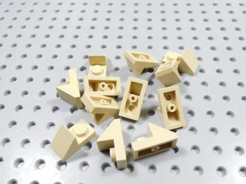 LEGO Lot of 12 Tan 1x1 Plates w/ Roof Slope BC