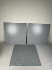 LEGO X-Large Gray Plastic Baseplates Lot of 3 15”x15" Square 48x48