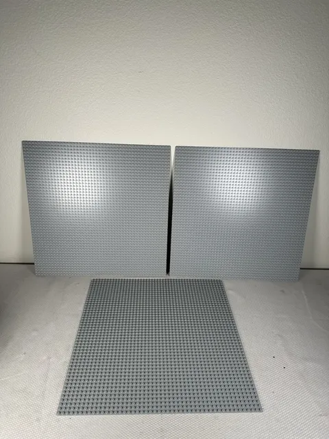 LEGO X-Large Gray Plastic Baseplates Lot of 3 15”x15" Square 48x48