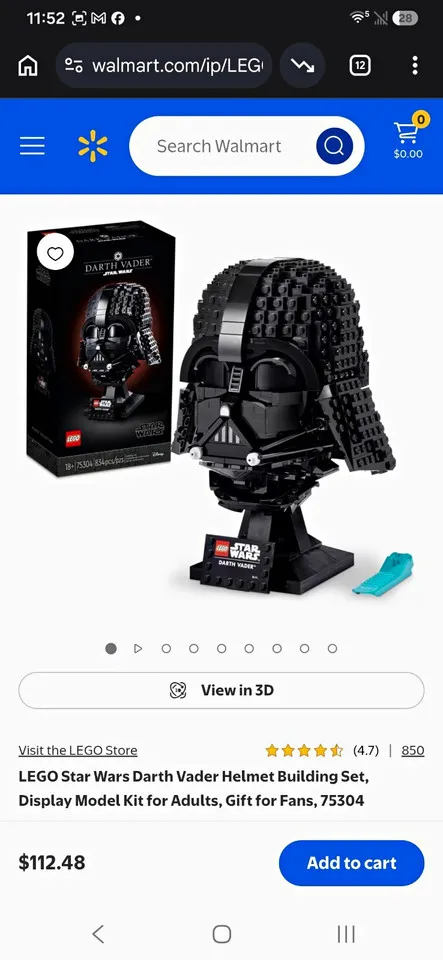 LEGO Star Wars Darth Vader Helmet 75304 834pcs 18+ Display Stand + Separator