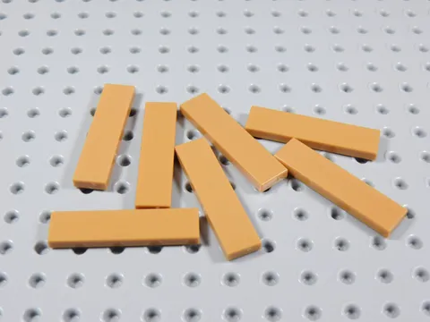 LEGO Lot of 7 Medium Nougat 1x4 Smooth Tiles Plates BA