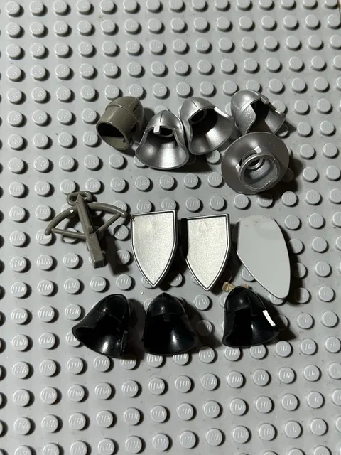 LEGO castle minifigure lot of helmets, shield and crossbow