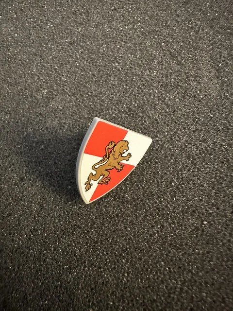 LEGO Triangle Lion Knight Shield (Red, White, & Gold) - Castle - Kingdoms - New