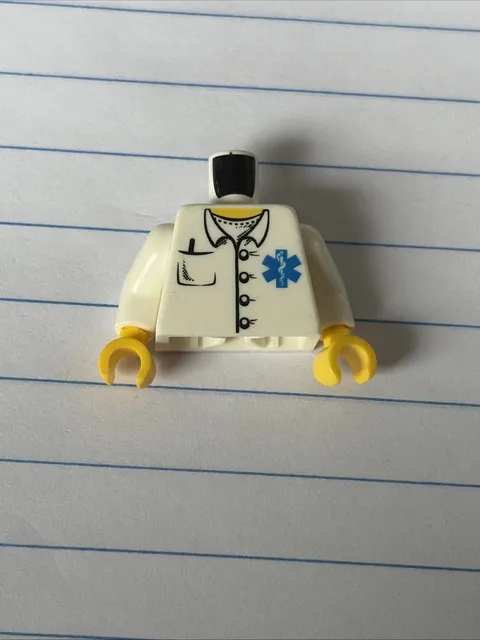 Lego Minifig MEDIC TORSO Male/Female EMT Doctor Nurse White Pocket Lab Coat