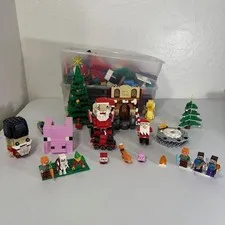 LEGO Minecraft Christmas Bulk Lot Alex Steve Santa Elf Skeleton Figures 5.5LBS