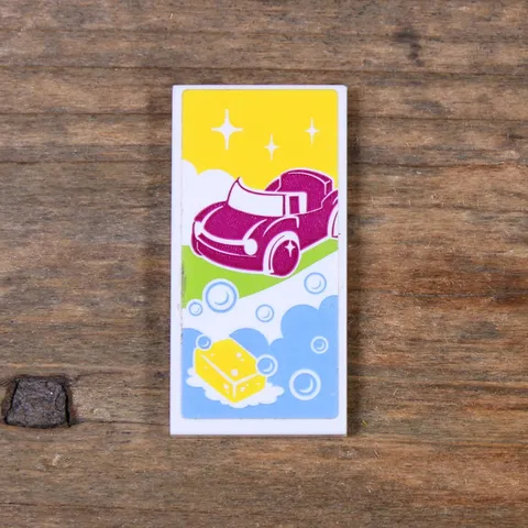 LEGO Friends White Tile 2x4 w/ Car, Soap and Bubbles Pattern Sticker 87079pb0207