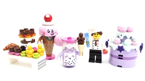 LEGO Bakery Minifigure Lot Baker Cotton Candy Ice Cream Cake Food Stand