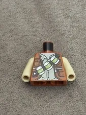 Lego - Minifigure Torso - Dark Orange, Tan, Vest, Pockets, Light Skin