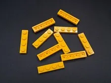 LEGO - 10x - Plate - Plate - 1x4 - Yellow - Yellow - 3710