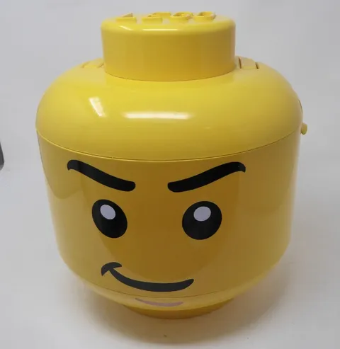 LEGO 12” Smirk Yellow Head Storage Container Sort & Store 2 Trays Handle 2010
