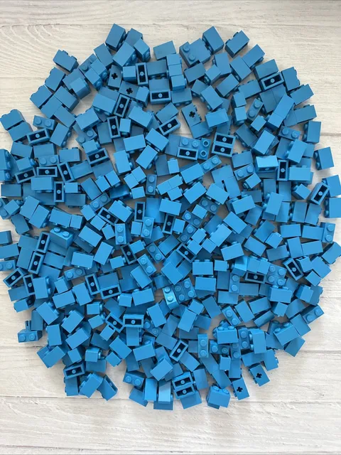LEGO DARK AZURE BLUE LOT 400 PCS 1X2 BRICK AZUR VARIETY BUILDING PIECES