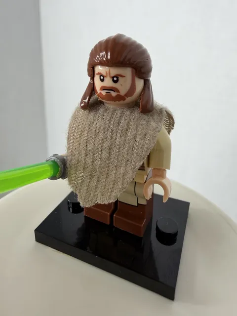 NEW Star Wars Qui-Gon Jinn Custom Lego Minifigure Poncho Brown Beard 75096