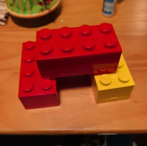 LEGO Mini Box 8, One Bright Yellow And Two Red